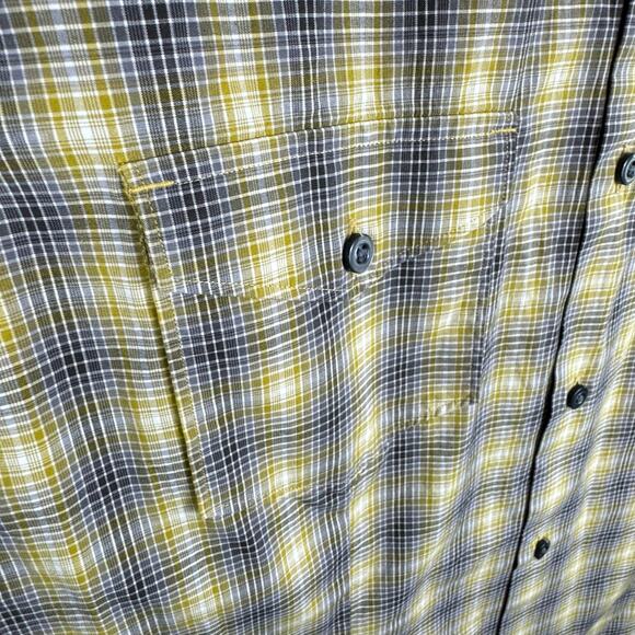 Banana Republic Cotton Slim Fit Green Gray Plaid Long Sleeve Button Up Men's L - Picture 3 of 7